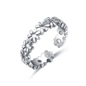 Adjustable 925 Sterling Silver Flower Rings