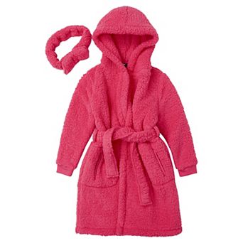 Kids 2-20 Lands' End Plush Hooded Robe & Headband Set