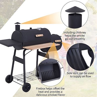 Charcoal Grill with Lid Air Vent and Warming Rack for Camping or Backyard