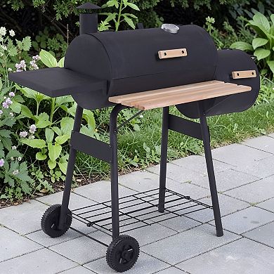 Charcoal Grill with Lid Air Vent and Warming Rack for Camping or Backyard