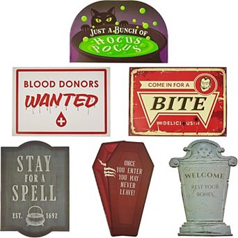 Halloween Yard Sign Set of 6 with Stakes, Spooky Lawn Signs for Trick or Treat Path and Party