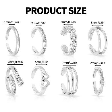 8PCS Adjustable Copper Toe Rings Set