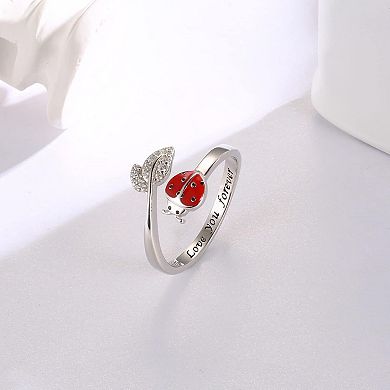 Sterling Silver Anklet with Ladybug Design