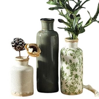 Ceramic Vase Set of 3 Decorative Vintage Flower Vases, Rustic Farmhouse