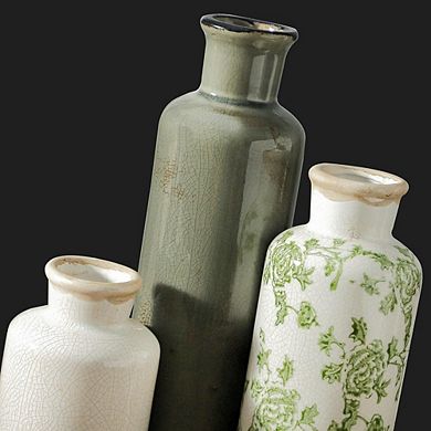 Ceramic Vase Set of 3 Decorative Vintage Flower Vases, Rustic Farmhouse