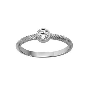 Jewelexcess Sterling Silver 1/6 Carat T.W. Lab-Grown Diamond Round Ring