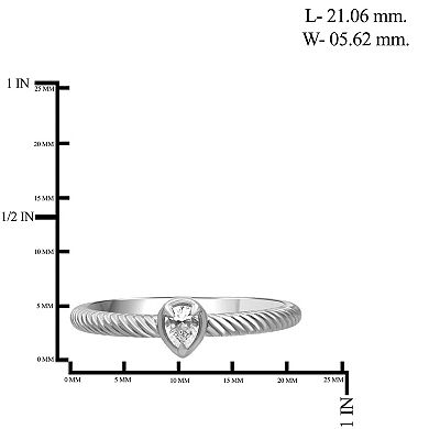 Jewelexcess Sterling Silver 1/5 Carat T.W. Lab-Grown Diamond Oval Ring