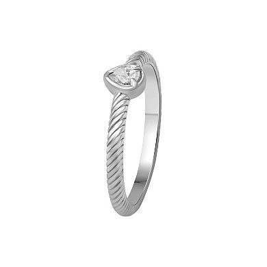Jewelexcess Sterling Silver 1/5 Carat T.W. Lab-Grown Diamond Oval Ring