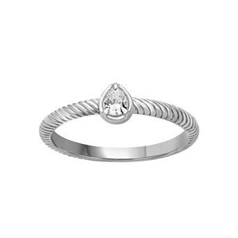 Jewelexcess Sterling Silver 1/5 Carat T.W. Lab-Grown Diamond Oval Ring