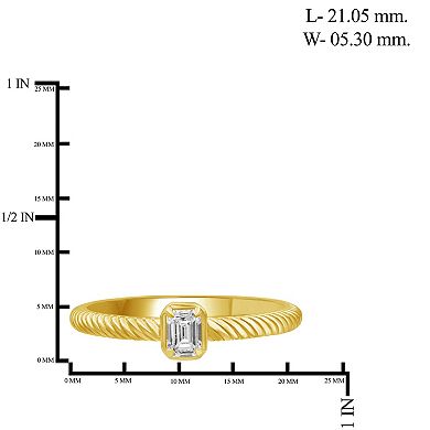 Jewelexcess Sterling Silver 1/5 Carat T.W. Lab-Grown Diamond Emerald-Cut Ring