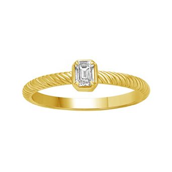 Jewelexcess Sterling Silver 1/5 Carat T.W. Lab-Grown Diamond Emerald-Cut Ring
