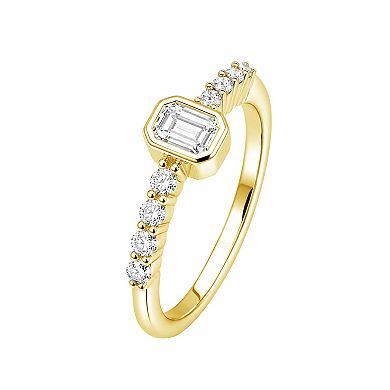 Jewelexcess Sterling Silver 1/2 Carat T.W. Lab-Grown Diamond Emerald-Cut Ring