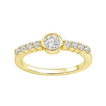 Jewelexcess Sterling Silver 1/2 Carat T.W. Lab-Grown Diamond Round Ring