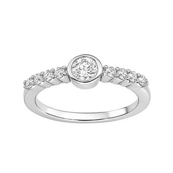 Jewelexcess Sterling Silver 1/2 Carat T.W. Lab-Grown Diamond Round Ring