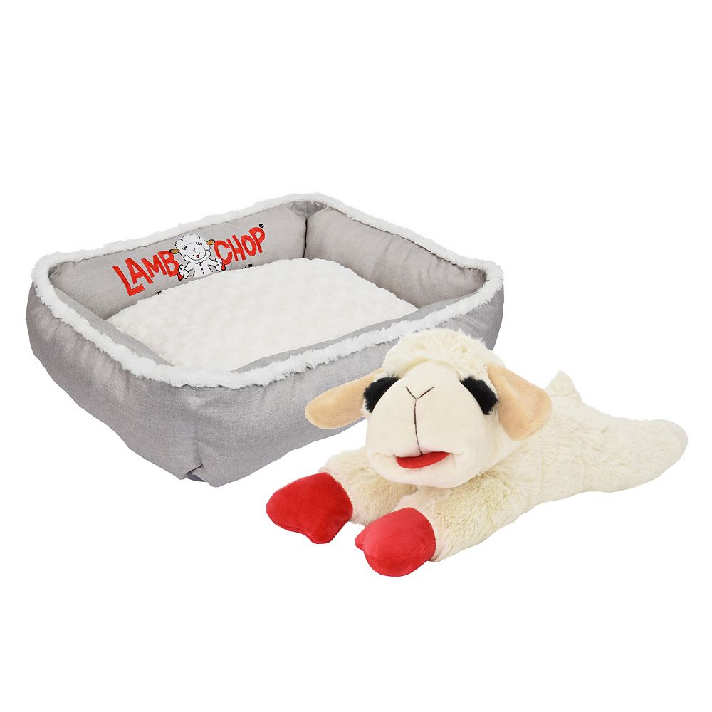 Multipet Cuddle & Play Lamb Chop Bolster Bed & 18-inch Dog Toy