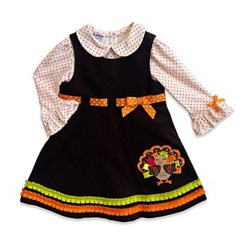Baby & Toddler Blueberi Boulevard Thanksgiving Applique Corduroy Dress