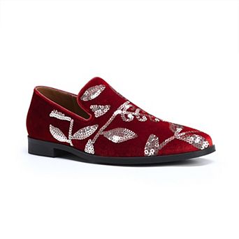 Men's Dress Loafers Velvet Sequin Embroidered Slip On Formal Party Shoes