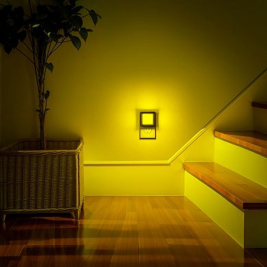 1W Integrated LED Color Changing Plug In Black Night Light 3000K+RGB Dusk to Dawn 2 Pack