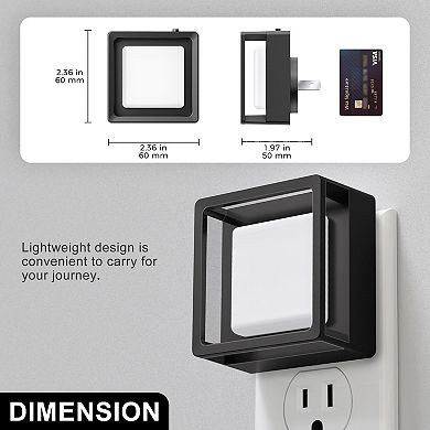 1W Integrated LED Color Changing Plug In Black Night Light 3000K+RGB Dusk to Dawn 2 Pack