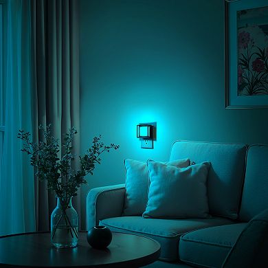 1W Integrated LED Color Changing Plug In Black Night Light 3000K+RGB Dusk to Dawn 2 Pack