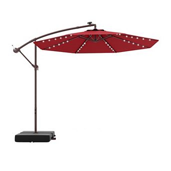 10 Ft Patio Umbrella Offset Cantilever Umbrella with 40 Solar Powered Lights
