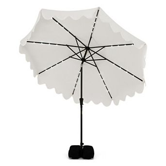 Outdoor Patio Umbrella with Solar LED Lights and Weighted Base