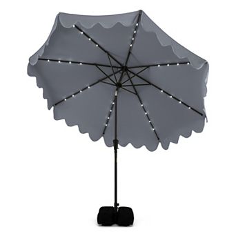 Outdoor Patio Umbrella with Solar LED Lights and Weighted Base