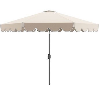 10ft Beige Patio Market Umbrella, Crank and Push Button Tilt Outdoor Sun Shade