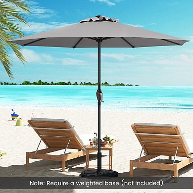 Outdoor Heavy Duty Market Umbrella with Crank Handle and 8 Sturdy Ribs