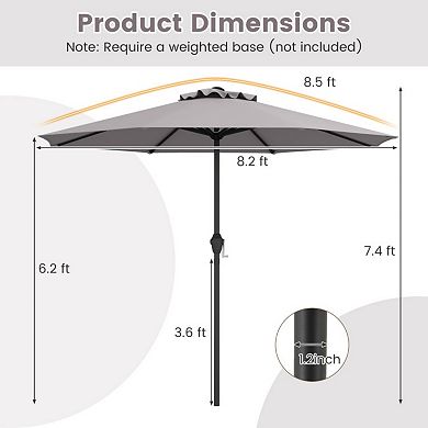 Outdoor Heavy Duty Market Umbrella with Crank Handle and 8 Sturdy Ribs