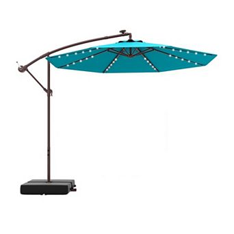 10 Ft Patio Umbrella Offset Cantilever Umbrella with 40 Solar Powered Lights