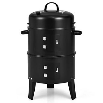 3 in 1 Charcoal BBQ Grill Combo with Built In Thermometer
