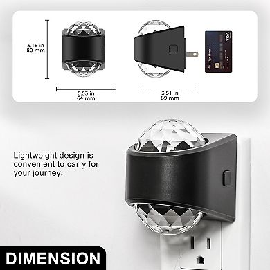 2W Color Changing Integrated LED Plug In Diamond Night Light Projecting 3CCT + Running Mode 1 Pack