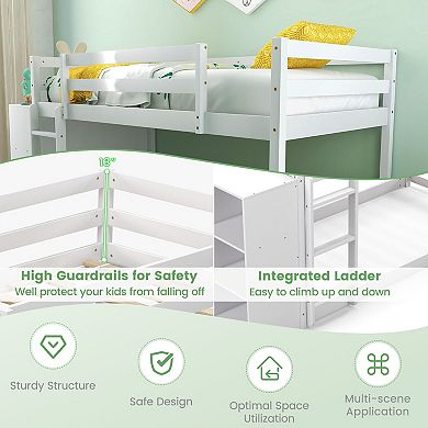 Twin Bunk Bed with Convertible Bookcase and Built-In Ladder