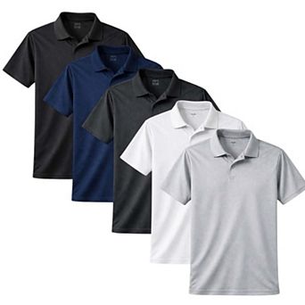 5 Pack Mens Short Sleeve Moisutre Wicking Polos Absorbs Sweat