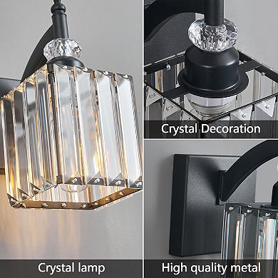 Modern 2 Piece Crystal Wall Lamp Set Indoor Mounted Vanity Lighting For Home Use