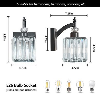Modern 2 Piece Crystal Wall Lamp Set Indoor Mounted Vanity Lighting For Home Use