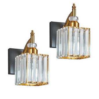 ZLAIQB 4.72" 1-Light 2Pack Modern Crystal Bathroom Wall Sconce