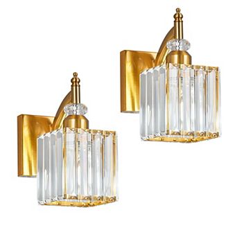 ZLAIQB 4.72" 1-Light 2Pack Modern Crystal Bathroom Wall Sconce