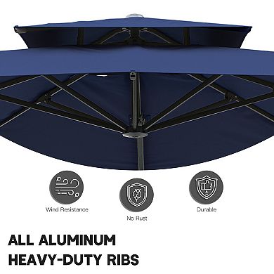 Clihome 10x10ft Double Top Cantilever Umbrella Rectangular Crank Market Umbrella