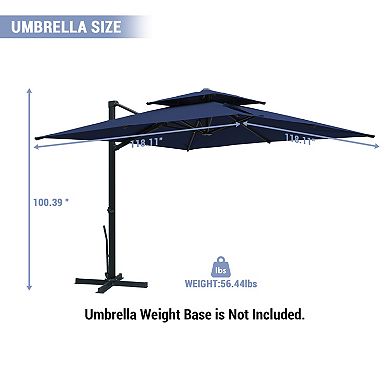 Clihome 10x10ft Double Top Cantilever Umbrella Rectangular Crank Market Umbrella