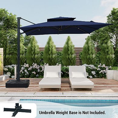Clihome 10x10ft Double Top Cantilever Umbrella Rectangular Crank Market Umbrella