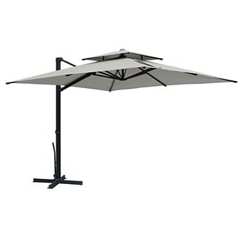 Clihome 10x10ft Double Top Cantilever Umbrella Rectangular Crank Market Umbrella