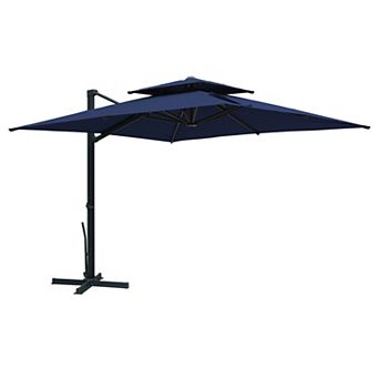 Clihome 10x10ft Double Top Cantilever Umbrella Rectangular Crank Market Umbrella