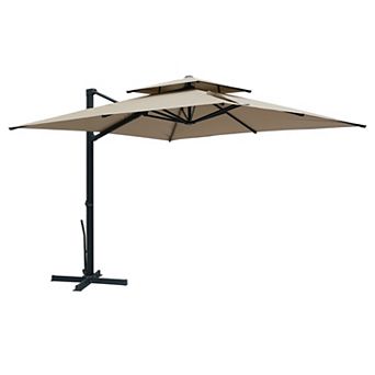 Clihome 10x10ft Double Top Cantilever Umbrella Rectangular Crank Market Umbrella