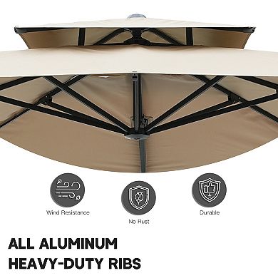 Clihome 10x10ft Double Top Cantilever Umbrella Rectangular Crank Market Umbrella