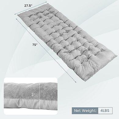 75 x 27.5 Inch Gray Camping Cot Pad with Soft Breathable Velvet Surface