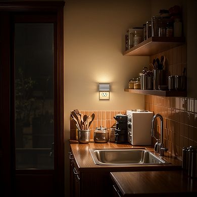 1W Plug in Integrated LED Night Light with Dusk to Dawn Warm 2700K Up and Down Glow 2 Pack
