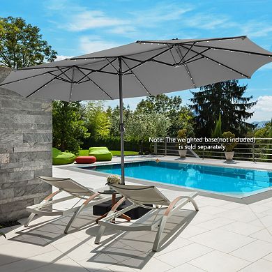 15 Feet Twin Patio Umbrella with 48 Solar LED Lights
