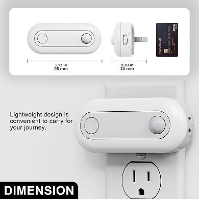 Motion Sensor Dusk to Dawn Night Light Plug in Dimmable 30 60 100LM for Hallway Bedroom 2 Pack
